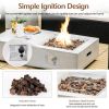 48 Inch Outdoor Concrete Fire Pit with Lava Rocks