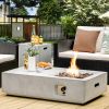 48 Inch Outdoor Concrete Fire Pit with Lava Rocks