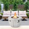 36 Inch Round Concrete Propane Fire Pit Table with Lava Rocks PVC Cover 50000 BTU