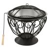 2-in-1 Fire Pit and BBQ with Poker 23.2"x23.2"x23.6" Stainless Steel