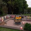 22" Hexagonal Shaped Iron Brazier Wood Burning Fire Pit Decoration for Backyard Poolside