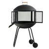 28 Inch Portable Fire Pit on Wheels with Log Grate