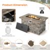 43.5 Inch Rectangle Faux Stone Propane Gas Fire Pit Table with Lava Rock and PVC Cover