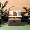 32 x 20 Inch Propane Rattan Fire Pit Table Set with Side Table Tank and Cover
