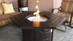 AZ Patio Hexagonal Aluminum Hammered Bronze Fire Pit Table
