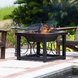 Hammertone Bronze Finish Cocktail Table Fire Pit