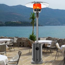 Outdoor Patio Heater With Wheels,Propane 46,000 BTU Premium Outdoor Patio Heater - Gray - 77*46*46cm