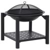 Fire Pit with Poker 21.3"x21.3"x21.7" Steel