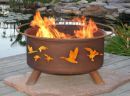 Wood Burning Fire Pit Patina Product F114 Laser Cut Wild Duck