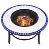 Mosaic Fire Pit Table Blue and White 26.8" Ceramic