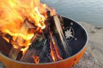 Wood Burning Fire Pit with Iron Oxide "Navigator" by Fire Pit Art