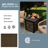25 Inch 40000 BTU LP Gas Fire Pit Table with Lid and Fire Glass
