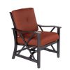 Outdoor Fire Pit 3pcs Set w/Haywood KD Aluminum X Back Stationary Spring Chairs