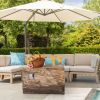 40 Inch Rectangle Propane Fire Pit Table Wood-Like Surface with Lava Rock PVC Cover