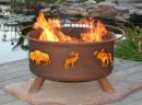 Wood Burning Fire Pit Patina Product F106 Wildlife Design