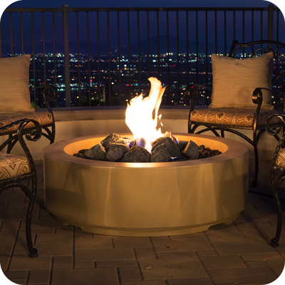 Gas Fire Pit Louvre 48 by 15 Inch Round - American Fyre Design (AFD Ignition: Match Lit)