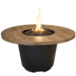Round Gas Fire Table Cosmopolitan in Reclaimed Wood by AFD (AFD Ignition: Match Lit, AFD Table Top Finish: French Barrel Oak)