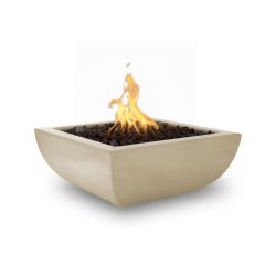 Concrete Bowl Gas Fire Pit the "Avalon" by The Outdoor Plus (TOP Fire Pit Size: 24", TOP Ignition: Match Light, TOP Colors: Vanilla (-VAN))