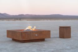 Square Metal Fire Pit "Cabo" by The Outdoor Plus - 48 - 60 Inch (TOP Fire Pit Size: 36", TOP Ignition Options: Match Lit Ignition, TOP Metal Choices: Stainless Steel)
