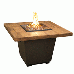 Cosmopolitan Gas Fire Table Square in Reclaimed Wood by AFD (AFD Ignition: Match Lit)