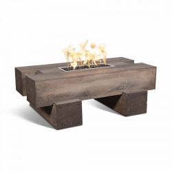 Palo Wood Grain Fire Pit 48 in. Rectangular by The Outdoor Plus (TOP Ignition Options: Match Lit Ignition)