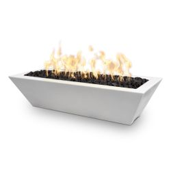 "Maya" GFRC Linear Fire Bowl 48 by 20 inch The Outdoor Plus (TOP Ignition Options: Match Lit Ignition)