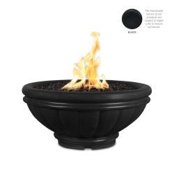 Custom Fire Pit "Roma" Concrete Fire Bowl  by The Outdoor Plus (Color: Black (-BLK), TOP Fire Pit Size: 24", OPT Ignition: Match Lit, Fuel: LP Gas Powered)
