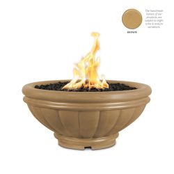 Custom Fire Pit "Roma" Concrete Fire Bowl  by The Outdoor Plus (Color: Brown (-BRN), TOP Fire Pit Size: 24", OPT Ignition: Match Lit, Fuel: Natural Gas)