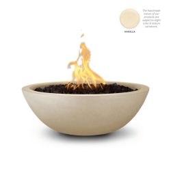 Concrete Fire Bowl "Sedona" By The Outdoor Plus - 27 & 33 Inch (Color: Vanilla (-VAN), TOP Fire Pit Size: 27", OPT Ignition: Match Lit, Fuel: LP Gas Powered)