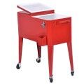 Red Portable Outdoor Patio Cooler Cart This red cooler cart is a perfect to cool your drinks, such as beer, beverage and juice when having a party.