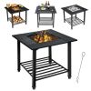 35.5 Feet Patio Fire Pit Dining Table With Cooking BBQ Grate