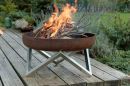 Curonian Wood Burning Fire Pit 25 inch Rusting Steel Memel