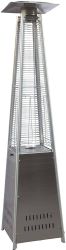 Outdoor Patio Heater, Pyramid Standing Gas LP Propane Heater With Wheels 87 Inches Tall 42000 BTU For Commercial Courtyard (Silver)
