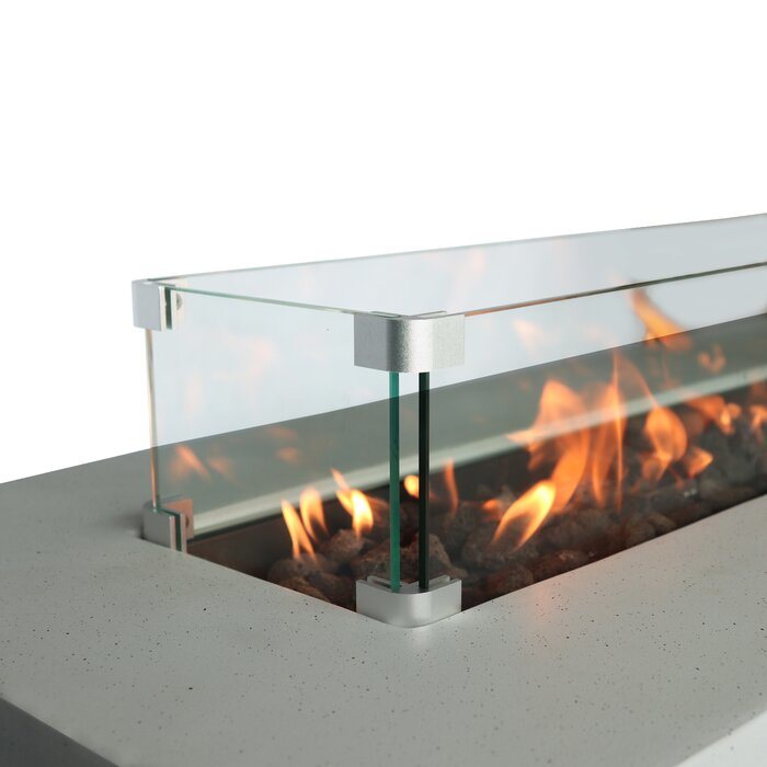 Living Source International Fiber Reinforced Concrete Outdoor Fire Pit Table (Natural Concrete)