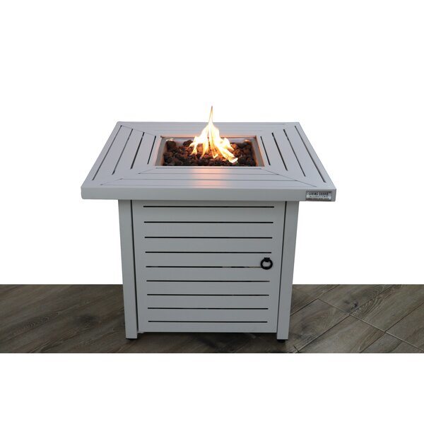 Living Source International 25" H x 30" W Steel Propane/Natural Gas Fire Pit Table ( White )