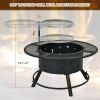 32-Inch Outdoor Wood Burning Fire Pit with 360Â°Swivel BBQ Grate