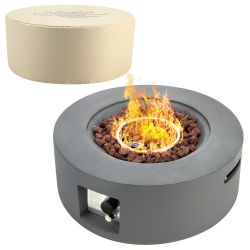 27.5 Inch Round Gas Fire Pit Table with Adjustable Flame