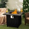 32 Inch Propane Fire Pit Table Square Tabletop with Lava Rocks Cover 50000 BTU