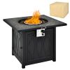 32 Inch Propane Fire Pit Table Square Tabletop with Lava Rocks Cover 50000 BTU