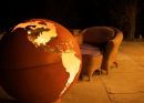 Third Rock Fire Pit Globe Burning World Theme - Wood Burning