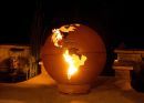 Third Rock Fire Pit Globe Burning World Theme - Wood Burning