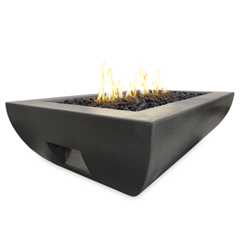Gas Fire Bowl Rectangular "Bordeaux" By American Fyre Design (AFD Ignition: Match Lit)