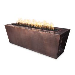 "Mesa" Gas Rectangular Fire Table Hammered Copper - Outdoor Plus (TOP Fire Pit Size: 48", TOP Ignition Options: Match Lit Ignition)