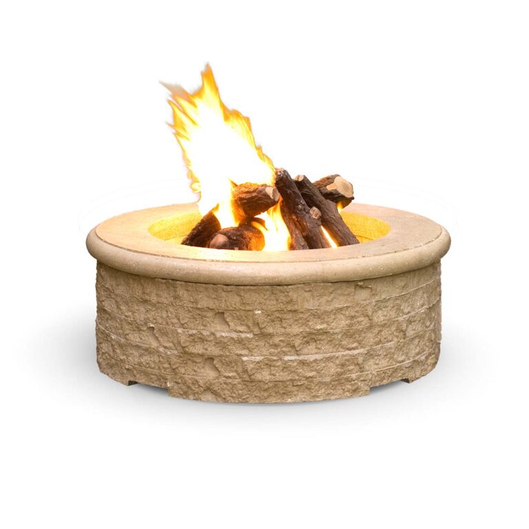 Gas Fire Pit Chiseled 39 Inch Round From American Fyre Design (AFD Ignition: Match Lit)