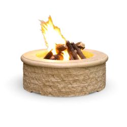 Gas Fire Pit Chiseled 39 Inch Round From American Fyre Design (AFD Ignition: Match Lit)