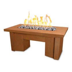 Corten Steel Fire Table "Alameda" Collection The Outdoor Plus (TOP Ignition Options: Match Lit Ignition, TOP Fire Table Sizes: 60 x 28 inches)