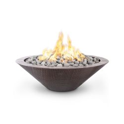 Cazo Round Copper Fire Pit 48 inch â€“ Narrow Lip The Outdoor Plus (TOP Ignition Options: Match Lit Ignition)