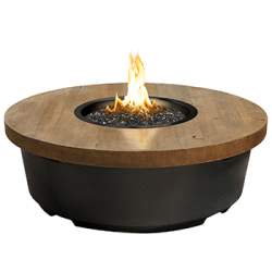 Contempo Round Fire Table Reclaimed Wood By American Fyre (AFD Ignition: Match Lit)