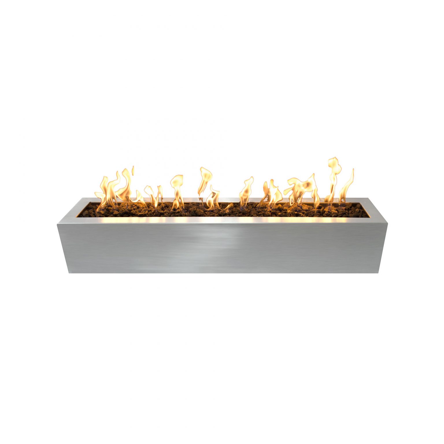 Gas Fire Table the "Eaves" in Stainless Steel - The Outdoor Plus (TOP Ignition Options: Match Lit Ignition, TOP Fire Table Sizes: 48 x 10 inches)