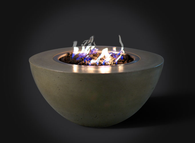"Oasis" Round Gas Fire Bowl 34 by 34 by 16-inch by Slick Rock (Ignition: Match Lit)